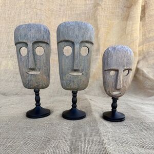 African Tribal Masks on stands (sold as set of three)